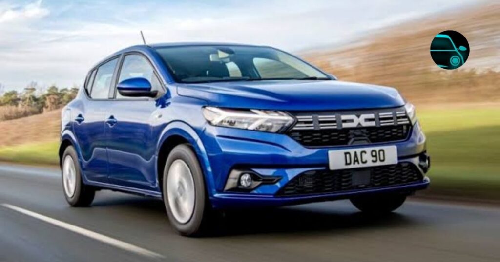 a blue 2021 Dacia Spring Comfort on a road